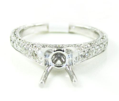 18k white gold round diamond semi mount ring 0.95ct - Image 2