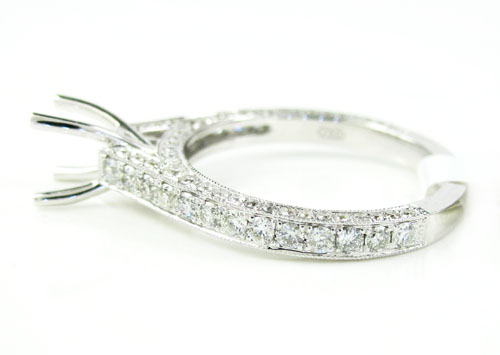 18k white gold round diamond semi mount ring 0.95ct - Image 3