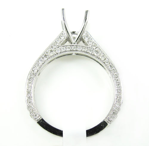 18k white gold round diamond semi mount ring 0.95ct