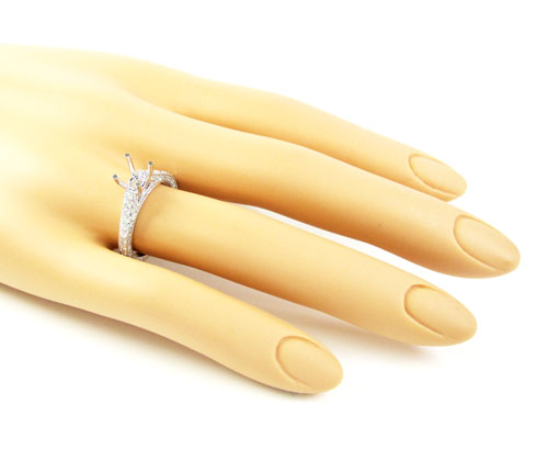 18k white gold round diamond semi mount ring 0.95ct