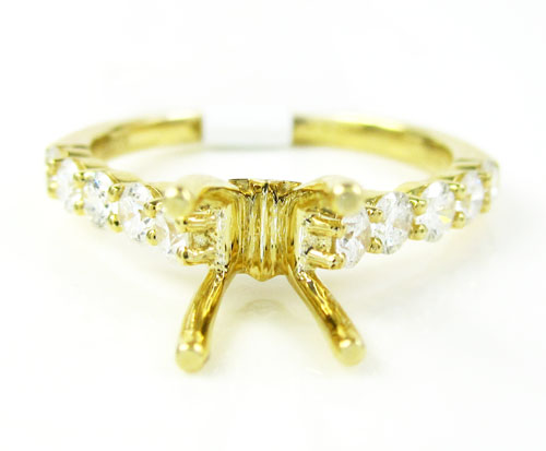 18k yellow gold round diamond semi mount ring 0.66ct