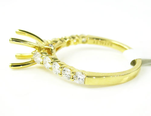 18k yellow gold round diamond semi mount ring 0.66ct - Image 3