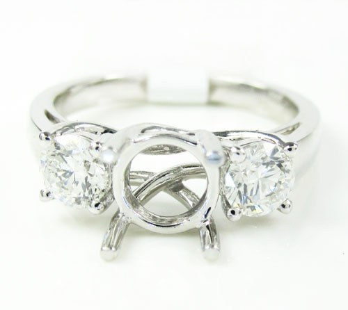 18k white gold round diamond semi mount ring 0.75ct