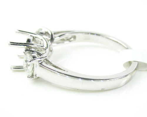 18k white gold round diamond semi mount ring 0.75ct