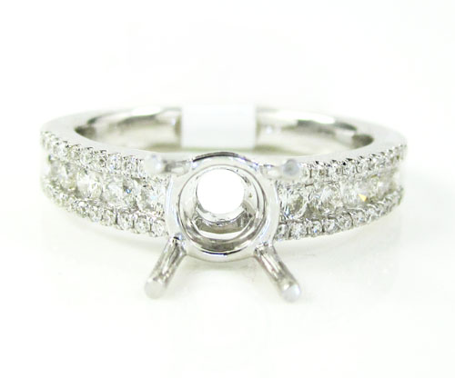 18k white gold round diamond semi mount ring 0.51ct