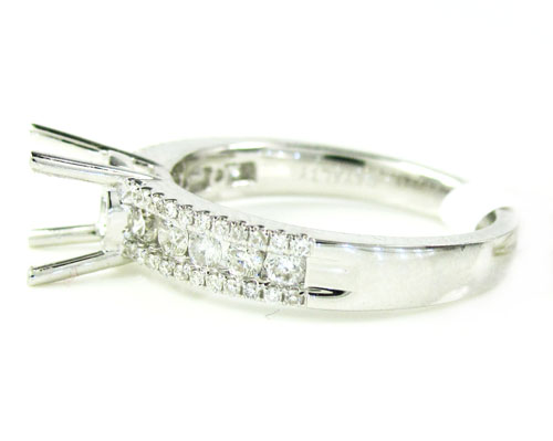 18k white gold round diamond semi mount ring 0.51ct