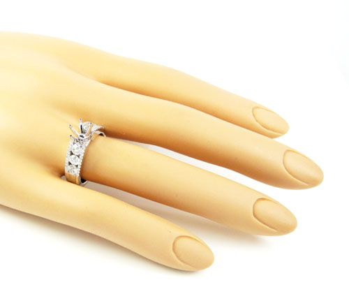 18k white gold round diamond semi mount ring 1.03ct