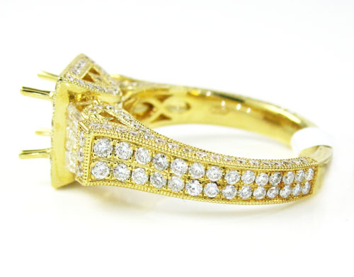 18k yellow gold baguette & round diamond semi mount ring 1.60ct - Image 3