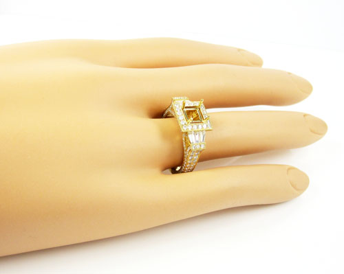 18k yellow gold baguette & round diamond semi mount ring 1.60ct - Image 5