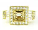 18k yellow gold baguette & round diamond semi mount ring 1.60ct