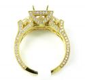 18k yellow gold baguette & round diamond semi mount ring 1.60ct