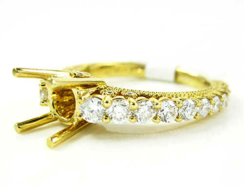 18k yellow gold round diamond semi mount ring 1.15ct - Image 2