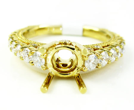 18k yellow gold round diamond semi mount ring 1.15ct