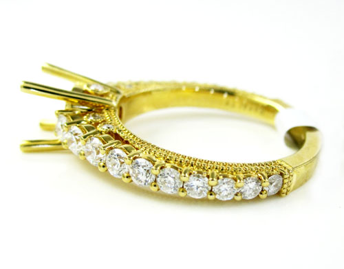 18k yellow gold round diamond semi mount ring 1.15ct