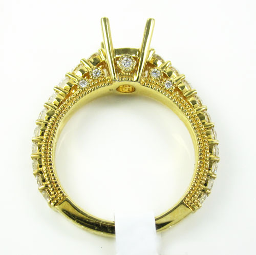 18k yellow gold round diamond semi mount ring 1.15ct