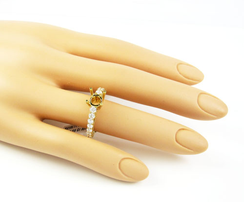 18k yellow gold round diamond semi mount ring 1.15ct - Image 6