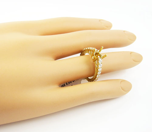 18k yellow gold round diamond semi mount ring 1.15ct