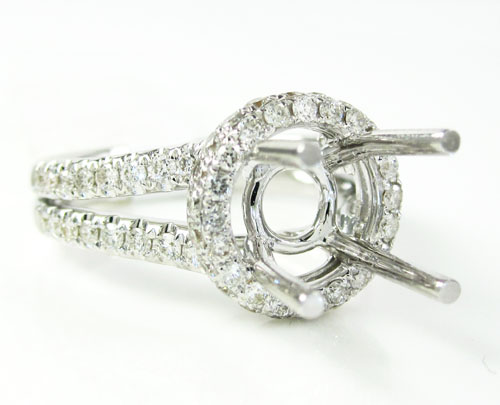 18k white gold round diamond semi mount ring 0.86ct