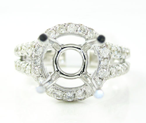 18k white gold round diamond semi mount ring 0.86ct
