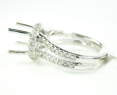 18k white gold round diamond semi mount ring 0.86ct