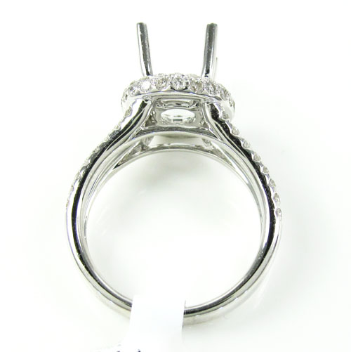 18k white gold round diamond semi mount ring 0.86ct