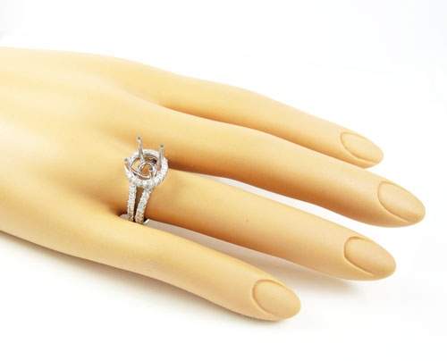18k white gold round diamond semi mount ring 0.86ct