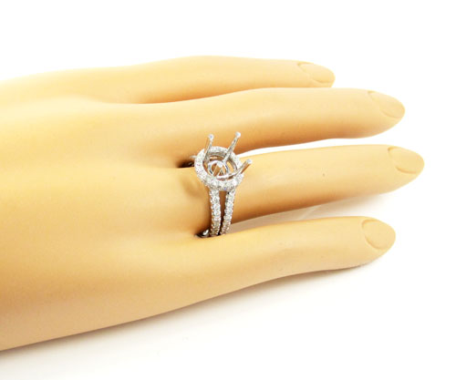 18k white gold round diamond semi mount ring 0.86ct