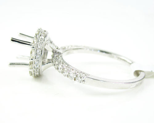 18k white gold round diamond semi mount ring 1.13ct