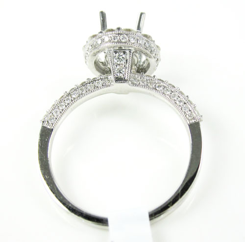 18k white gold round diamond semi mount ring 1.13ct