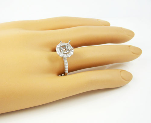 18k white gold round diamond semi mount ring 1.13ct