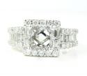 14k white gold round & baguette diamond semi mount ring 0.93ct
