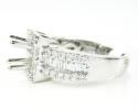 14k white gold round & baguette diamond semi mount ring 0.93ct