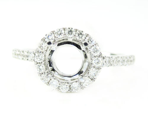 18k white gold round diamond semi mount ring 0.39ct