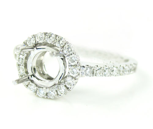 18k white gold round diamond semi mount ring 0.39ct