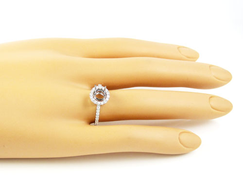 18k white gold round diamond semi mount ring 0.39ct