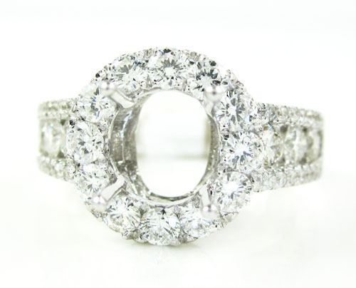 18k white gold round diamond semi mount ring 1.41ct