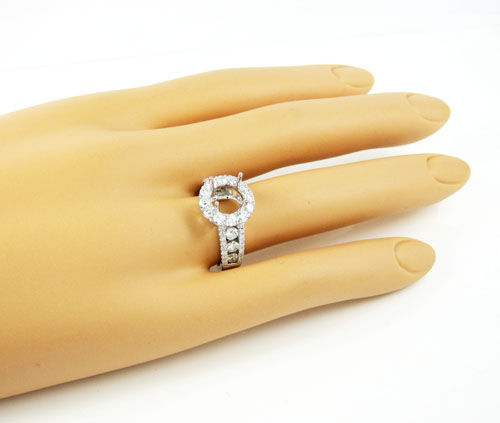 18k white gold round diamond semi mount ring 1.41ct