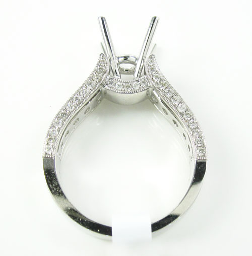 18k white gold round diamond semi mount ring 1.18ct