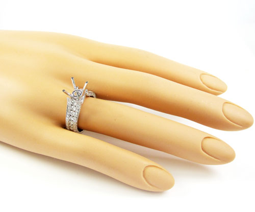 18k white gold round diamond semi mount ring 1.18ct