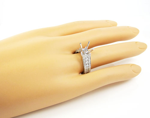 18k white gold round diamond semi mount ring 1.18ct