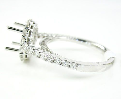 18k white gold round diamond semi mount ring 0.86ct