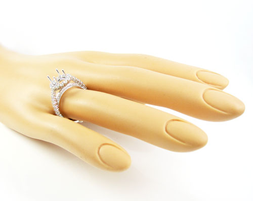 18k white gold round diamond semi mount ring 0.86ct