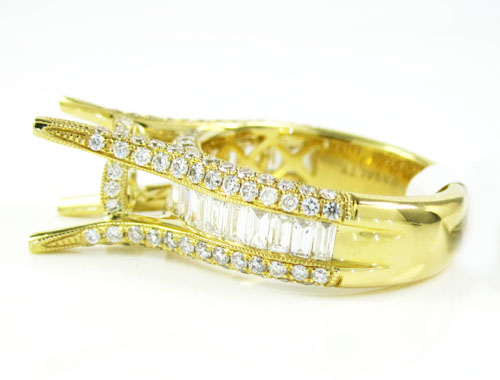 18k yellow gold round & baguette diamond semi mount ring 1.66ct - Image 3