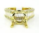 18k yellow gold round & baguette diamond semi mount ring 1.66ct