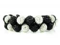 Black & white rhinestone macramé bead black rope bracelet 18.00ct