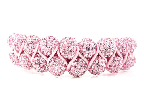 Pink rhinestone macramé bead pink rope bracelet 18.00ct