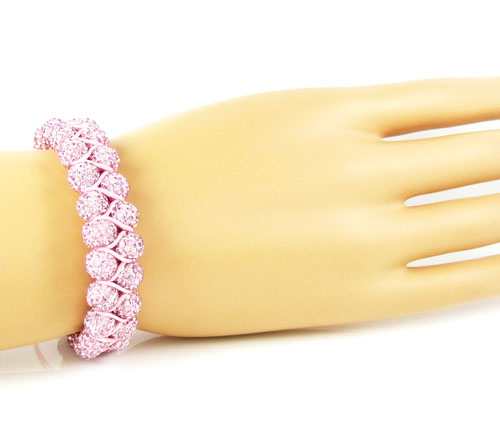 Pink rhinestone macramé bead pink rope bracelet 18.00ct