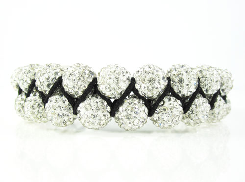 White rhinestone macramé bead black rope bracelet 18.00ct - Image 2