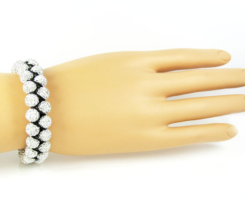 White rhinestone macramé bead black rope bracelet 18.00ct