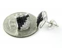 .925 white sterling silver black & white cz earrings 1.12ct